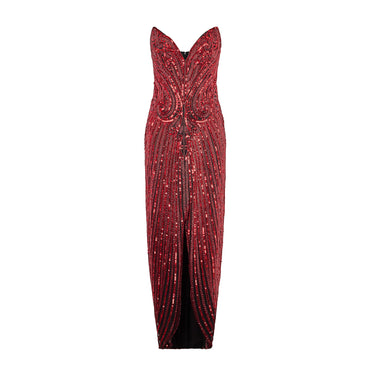 1990s Bob Mackie Red Beaded and Sequin Dress