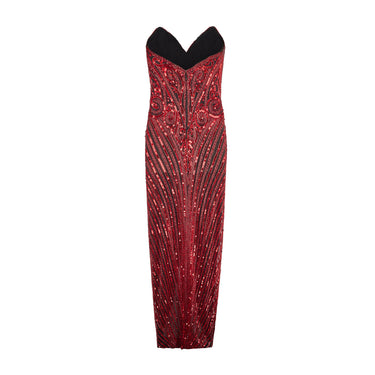 1990s Bob Mackie Red Beaded and Sequin Dress