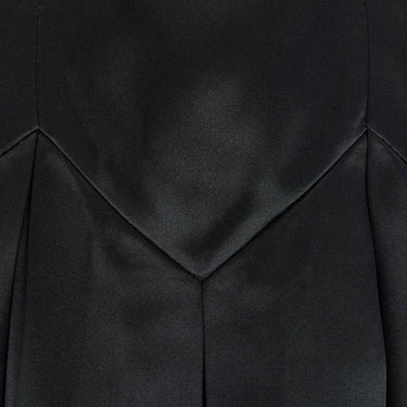 ARCHIVE - 1990 Documented Chanel Black Satin Bow Shoulder Pleated Mini Dress