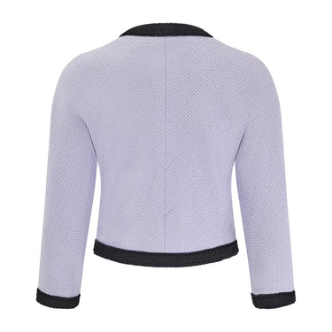 ARCHIVE - 1991 Chanel Runway Mauve Tweed Cropped Jacket with Black Trim