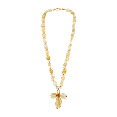 ARCHIVE - 1999 Chanel Topaz Resin Cross Pendant Necklace