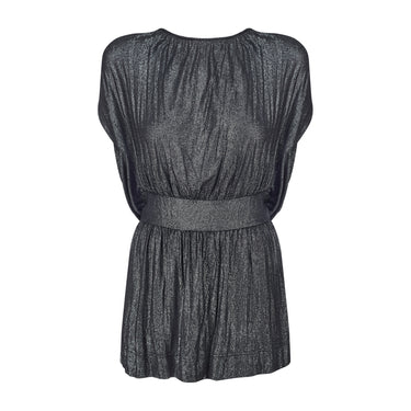 1990s Katharine Hamnett Viscose Black and Silver Mini Dress