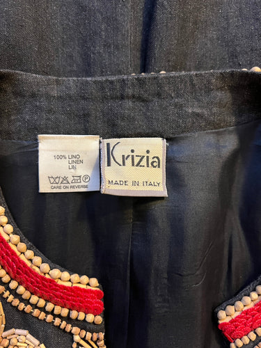 ARCHIVE - 1993 Runway Krizia Grey Wool Embellished Military Style Jacket
