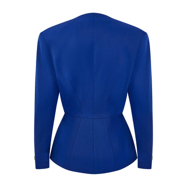 1990s Thierry Mugler Couture Blue Wool Jacket