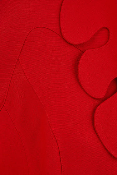 1990s Thierry Mugler Lipstick Red Wiggle Collar Jacket