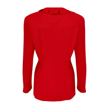1990s Thierry Mugler Lipstick Red Wiggle Collar Jacket