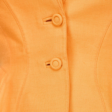 ARCHIVE - 1990s Thierry Mugler Orange Linen Blend Fitted Skirt Suit