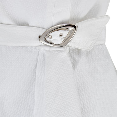 1990s Thierry Mugler White Cotton Mini Dress with Belt Detail