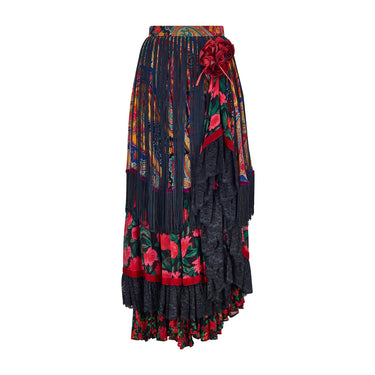 1993 Dolce & Gabbana Runway Floral Paisley Fringe Maxi Skirt