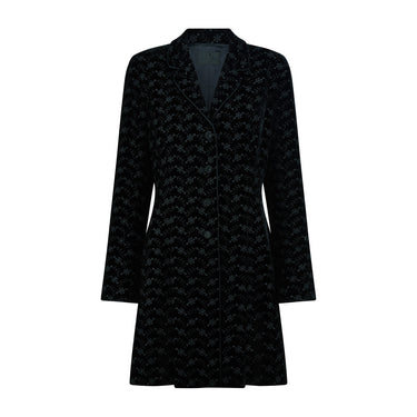 1989 Caroline Charles Documented Black Velvet Long Jacket