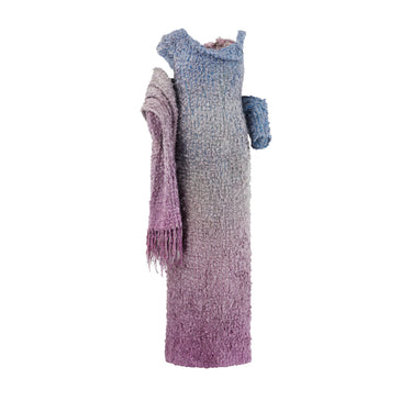 ARCHIVE - 1997 Christian Lacroix Haute Couture Knitted Lilac and Blue Dress