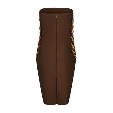 ARCHIVE - 1998 Alexander McQueen for Givenchy Runway Brown Embroidered Dress