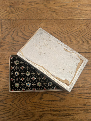 ARCHIVE - 1960s Indian Black Zardozi Embroidered Clutch Bag with Box