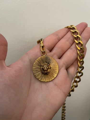 1983 Chanel Gold 4-Strand Chain Belt with Lion and CC Medallions