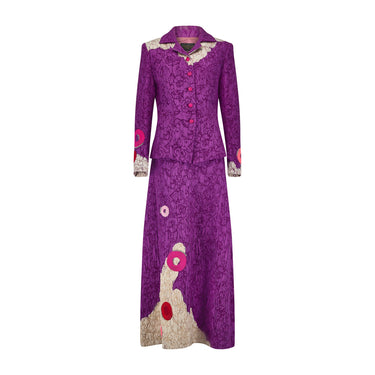 2000 Christian Lacroix Couture Purple Textured Skirt Suit