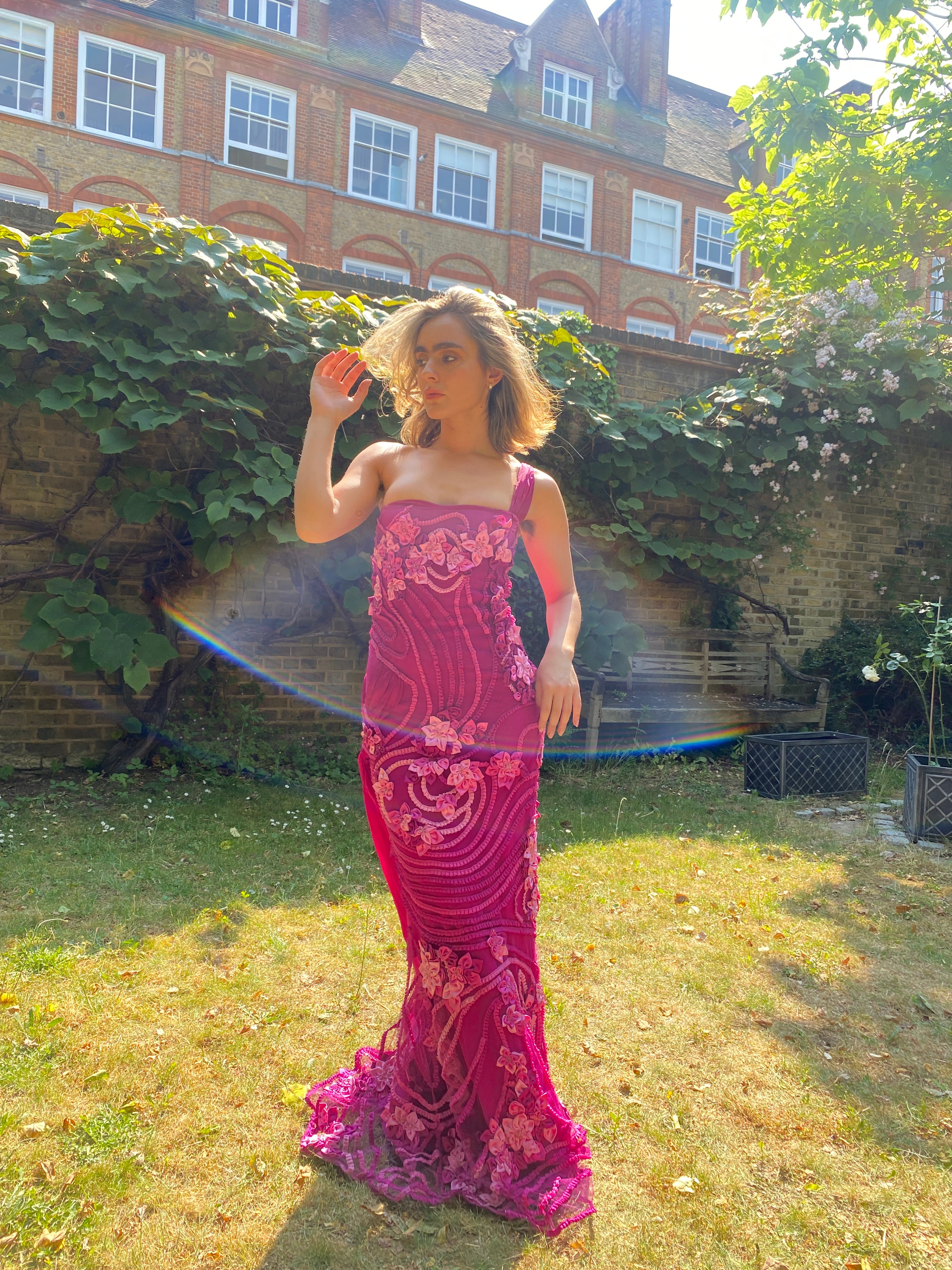 ARCHIVE - 2000s Valentino Pink Applique Maxi Evening Dress CIRCA VINTAGE ARCHIVE - 2000s Valentino Pink Applique Maxi Evening Dress CIRCA VINTAGE