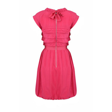 2011 Resort Nina Ricci Deep Pink Silk Pleated dress With Lace Trim