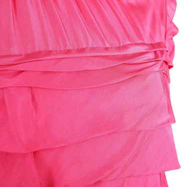 2011 Resort Nina Ricci Deep Pink Silk Pleated dress With Lace Trim