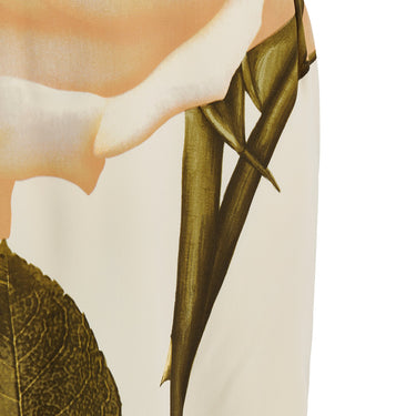 ARCHIVE - 1992 Isaac Mizrahi Runway Yellow Rose Print Cream Strapless Dress