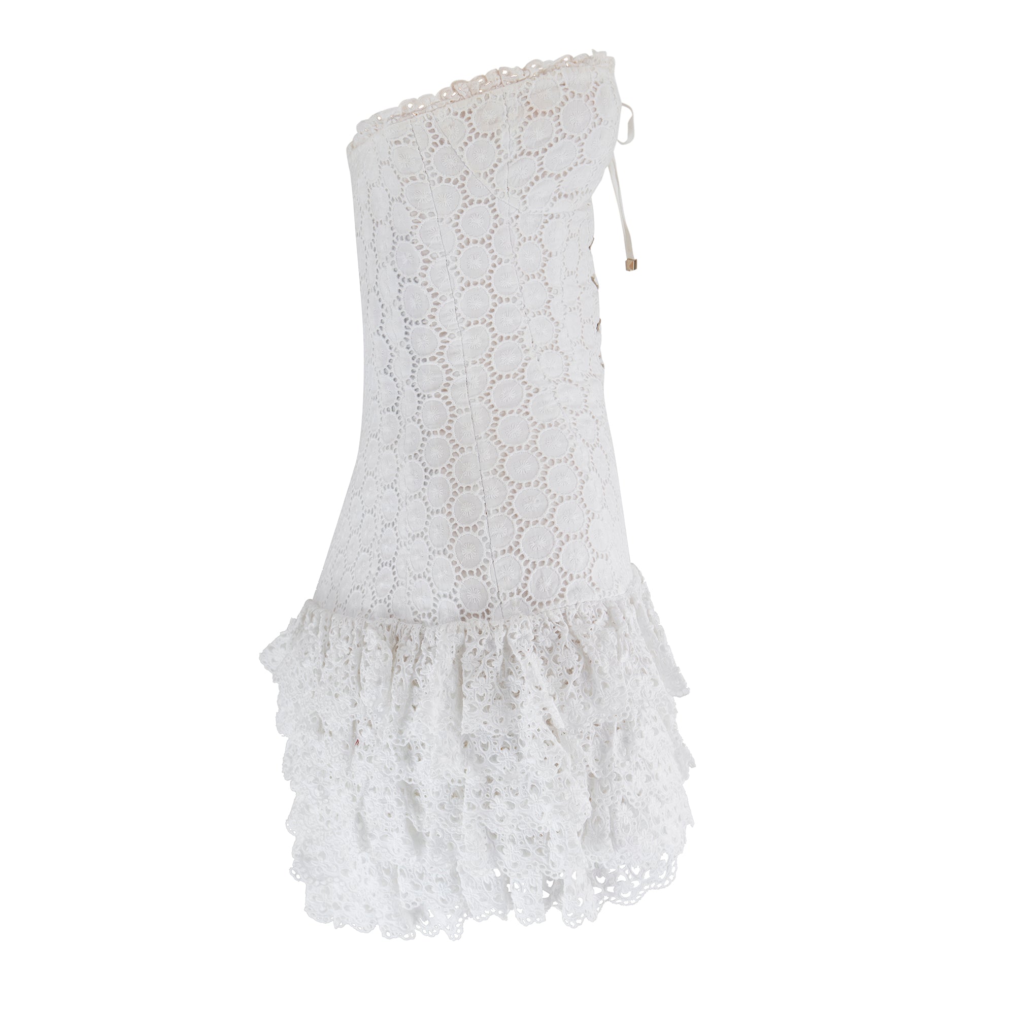julien macdonald mini dress 2003 Julien Macdonald Runway White Cotton Mini Dress with Ruffle Skirt –  CIRCA VINTAGE