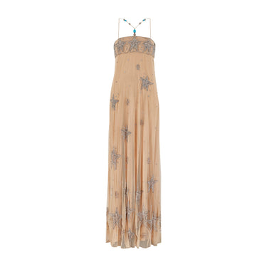 ARCHIVE - 2005 Matthew Williamson Nude Mesh Celestial Embellished Maxi Dress