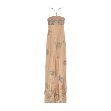 ARCHIVE - 2005 Matthew Williamson Nude Mesh Celestial Embellished Maxi Dress