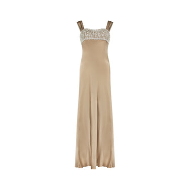 ARCHIVE - 2005 Oscar De la Renta Runway Crystal Beaded Silk Dress