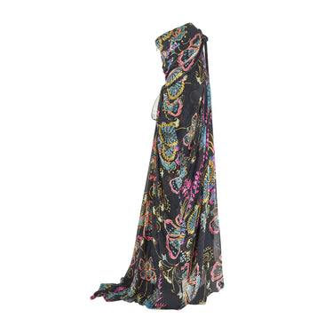 ARCHIVE - 2006 Runway Documented Christian Lacroix Floral Print Bias Cut Dress
