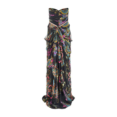 ARCHIVE - 2006 Runway Documented Christian Lacroix Floral Print Bias Cut Dress