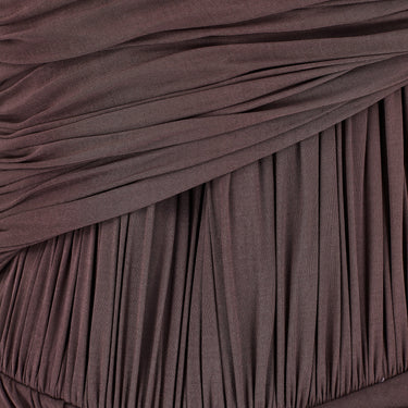 ARCHIVE - 2007 Runway Guy Laroche Couture Dark Mauve Halter-Neck Dress