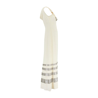 ARCHIVE - 2008 Valentino Runway Cream Column Dress with Silver Sequins