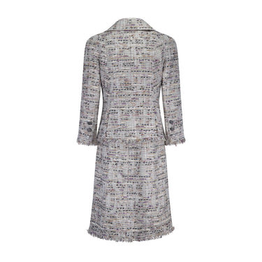 ARCHIVE - 2008 Chanel Silver Fantasy Tweed Double Breasted Dress Suit