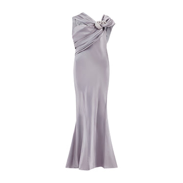 ARCHIVE - 2008 Christian Dior Lilac Ice Blue Dress with Rose Appliqué