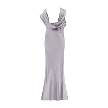 ARCHIVE - 2008 Christian Dior Lilac Ice Blue Dress with Rose Appliqué