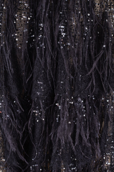 ARCHIVE - 2008 Derek Lam Runway Documented Black Tulle Sequin and Feather Dress