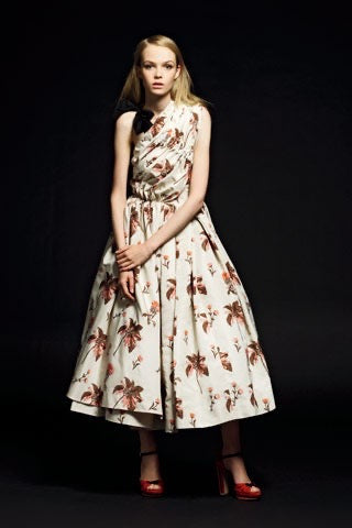 ARCHIVE - 2008 Resort Prada Silk Floral Box Pleat Maxi Dress