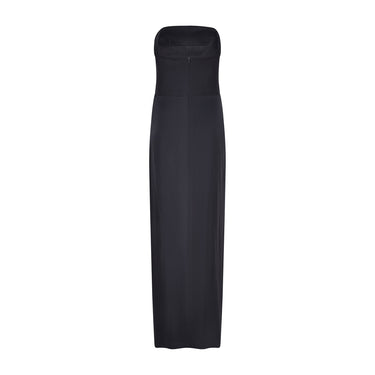 2009 Yves Saint Laurent Black Silk Strapless Maxi-Dress