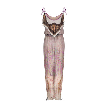 2010 Etro Runway Documented Purple Silk Boho Jumpsuit