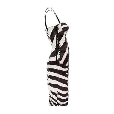 ARCHIVE - Y2K Dolce and Gabbana Quilted Silk Corset Zebra Print Dress