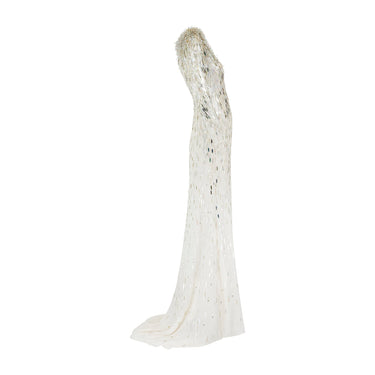 ARCHIVE - 2010s Jenny Packham White and Gold Palette Sequin Maxi Dress