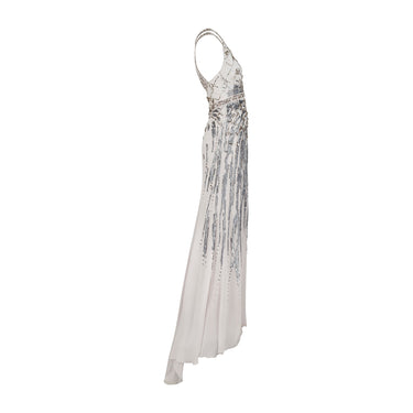 ARCHIVE - 2000s Roberto Cavalli Grey Beaded Sequinned Maxi Gown