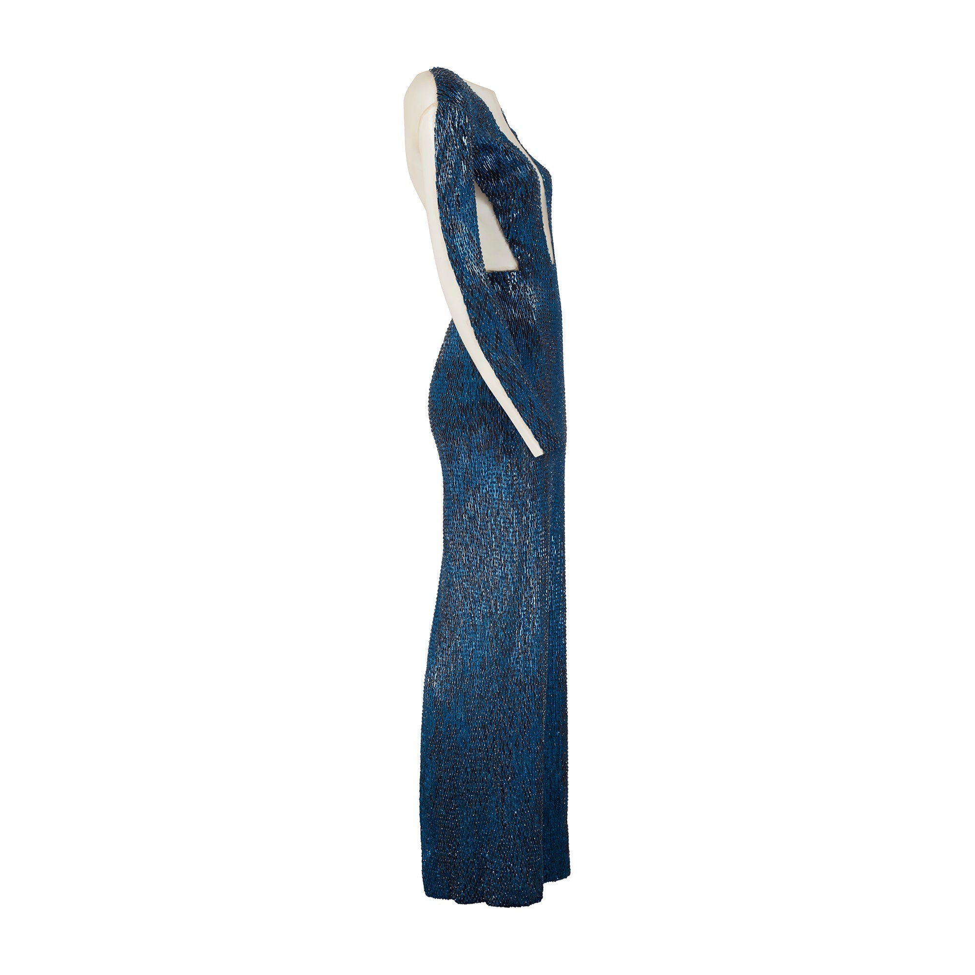 2013 Julien Macdonald Runway Documented Electric Blue Beaded Dress