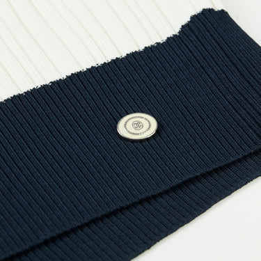 ARCHIVE - 2014 Chanel Navy and White Contrast Ribbed Pullover Top