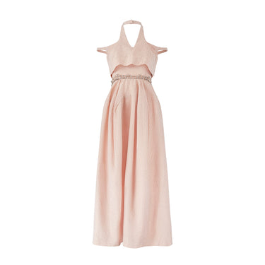 2014 Michael Van Der Ham Runway Documented Pale Peach Brocade Dress