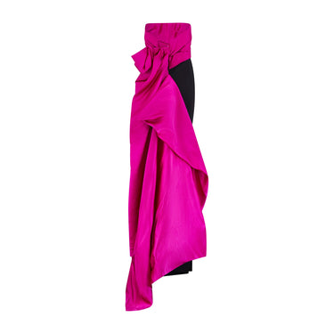 2015 Lanvin Fuchsia and Black Evening Dress with Train