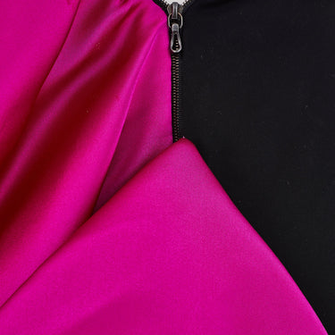 2015 Lanvin Fuchsia and Black Evening Dress with Train