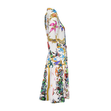 ARCHIVE - 2021 Versace White Shell Print Silk Shirt-Dress