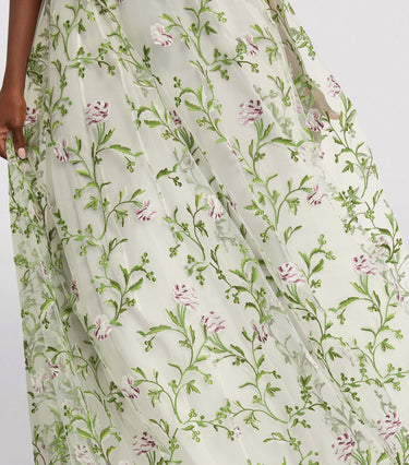 ARCHIVE - 2021 Giambattista Valli Runway Floral Embroidered Tulle Maxi Dress