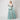 1990s Bespoke Embellished Lace and Crystal Turquoise Dress
