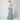 1990s Bespoke Embellished Lace and Crystal Turquoise Dress